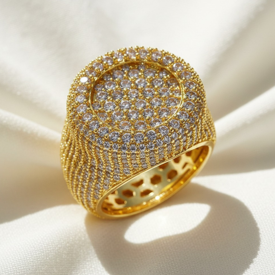 טבעת היפ הופ אייס מצופה 18K