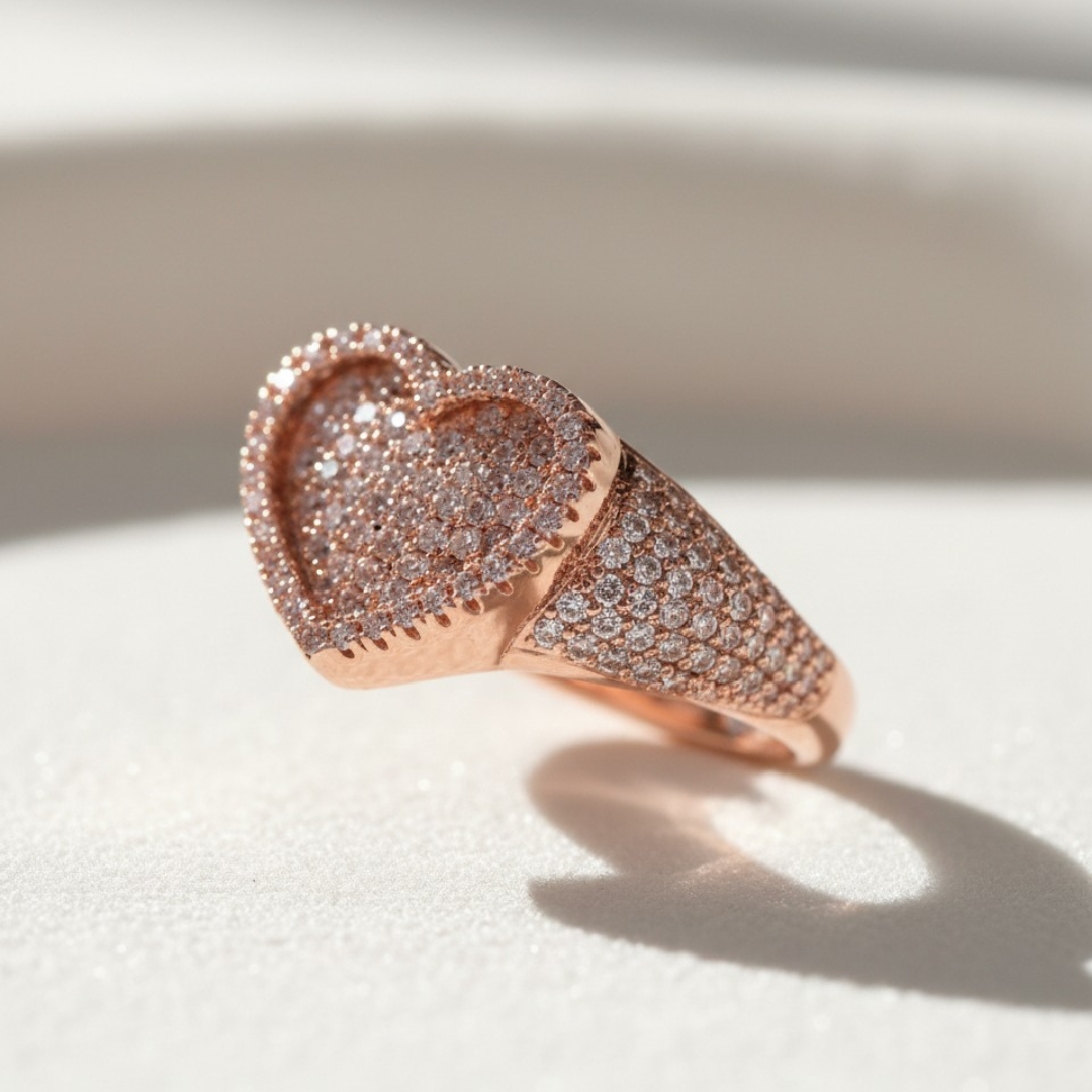 טבעת לב שוקע בלינג – משובצת זירקוניה