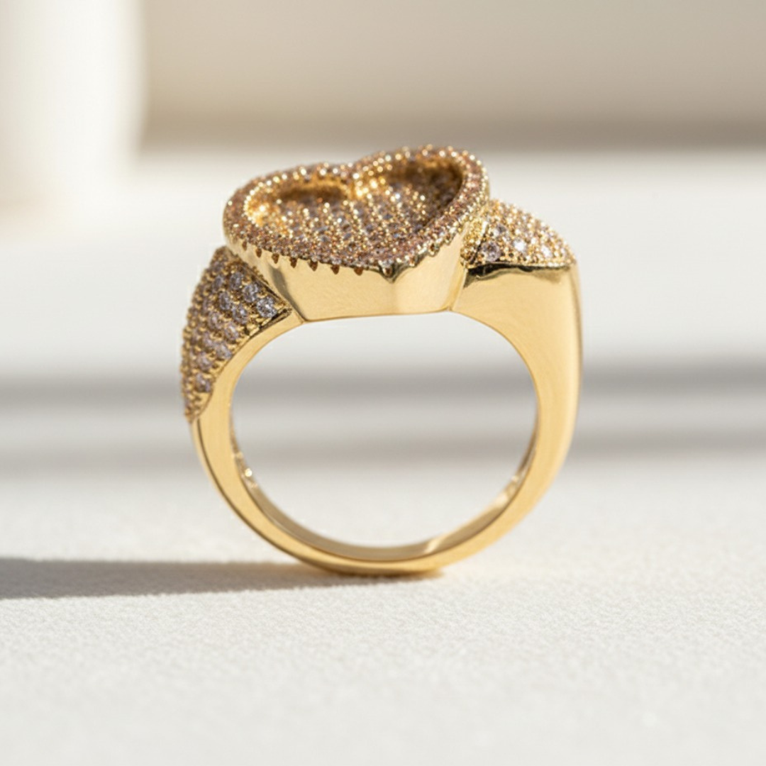 טבעת לב שוקע בלינג – משובצת זירקוניה