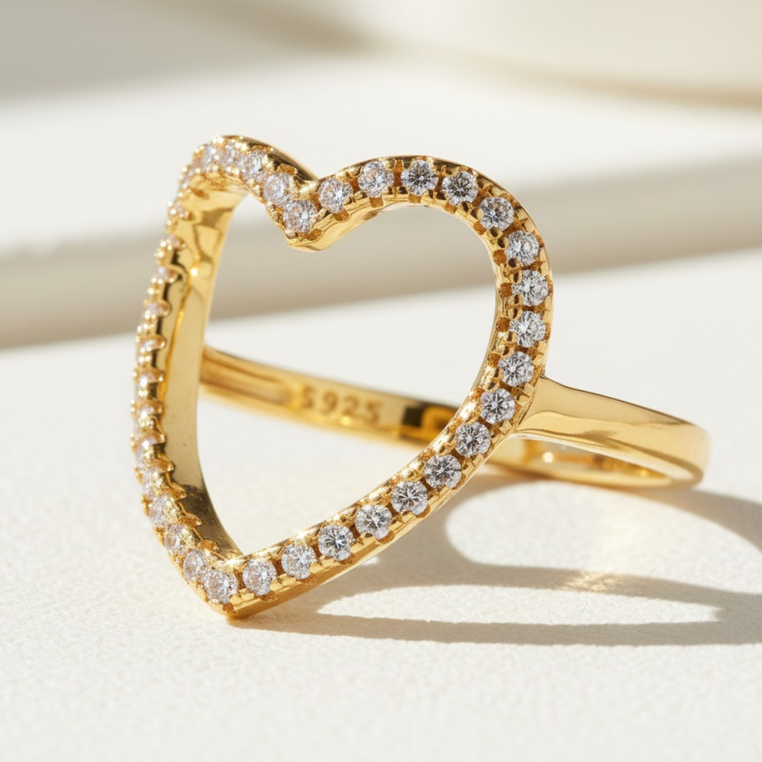 טבעת אירוסין לב - כסף 925