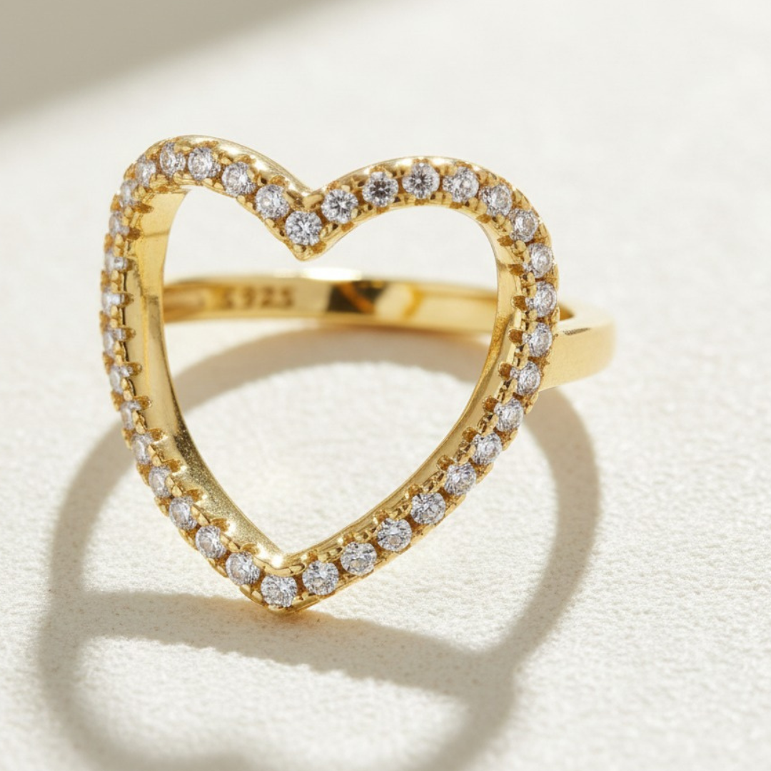 טבעת אירוסין לב - כסף 925