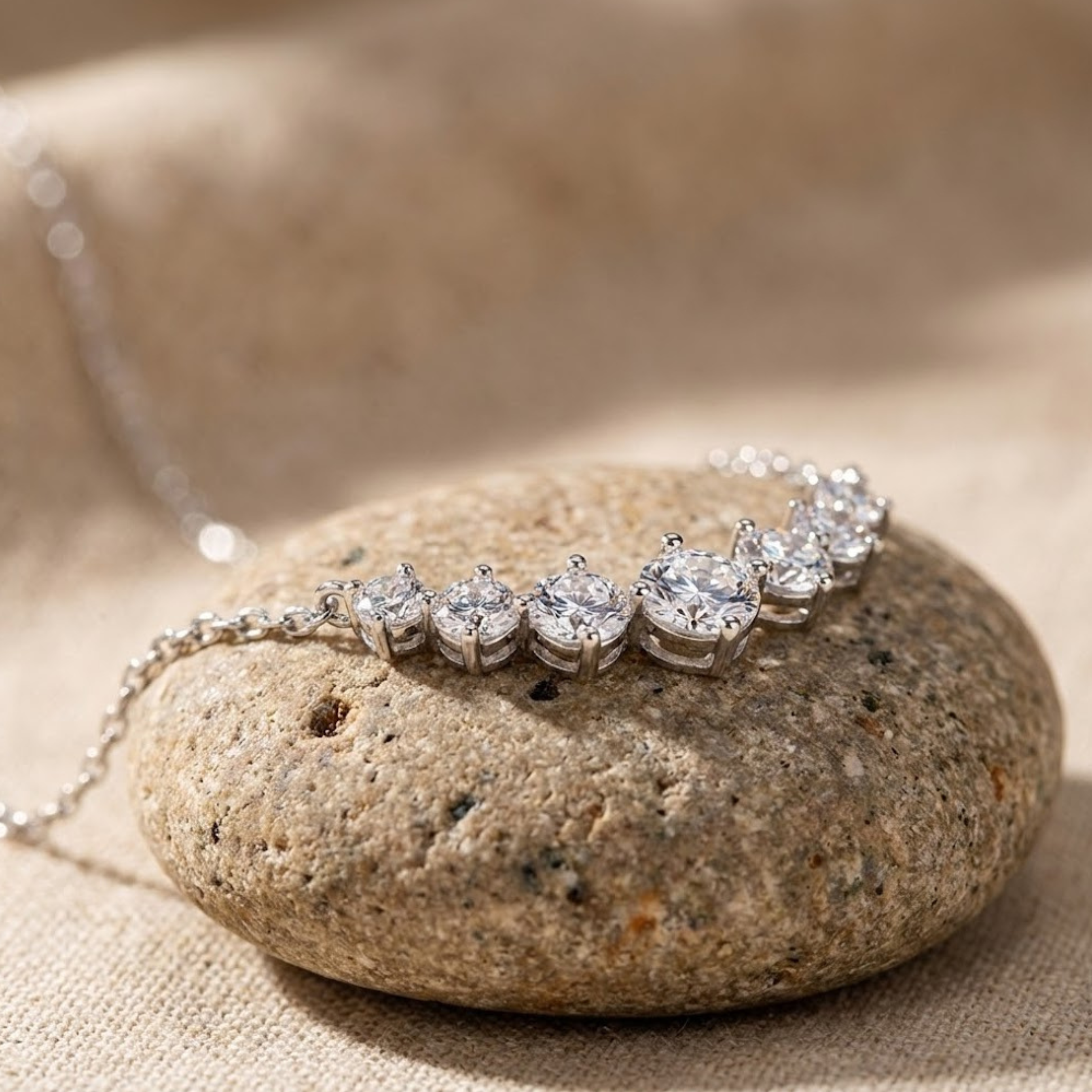 שרשרת מויסנייט חתונה S925 מצופה זהב לבן