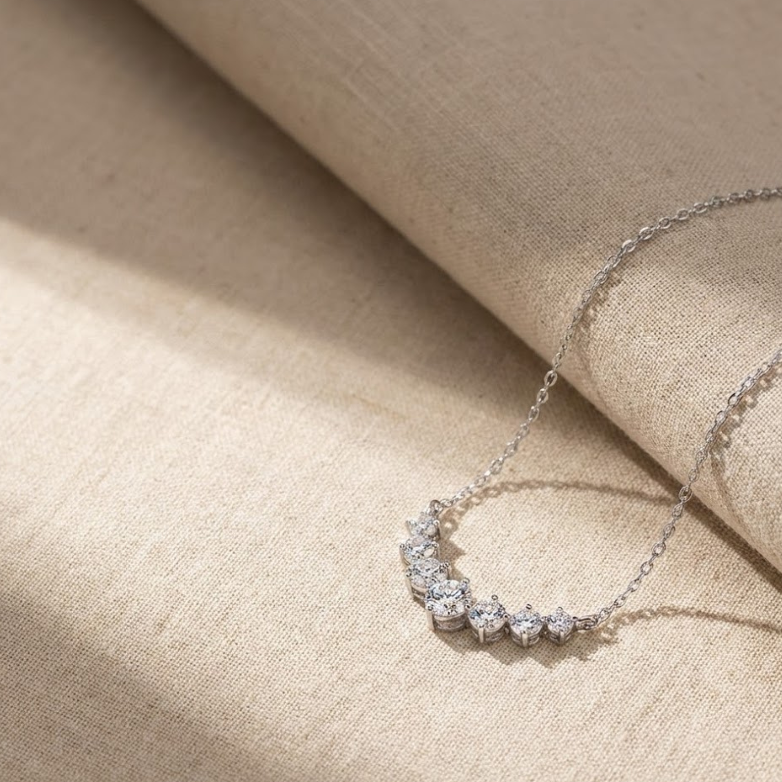 שרשרת מויסנייט חתונה S925 מצופה זהב לבן