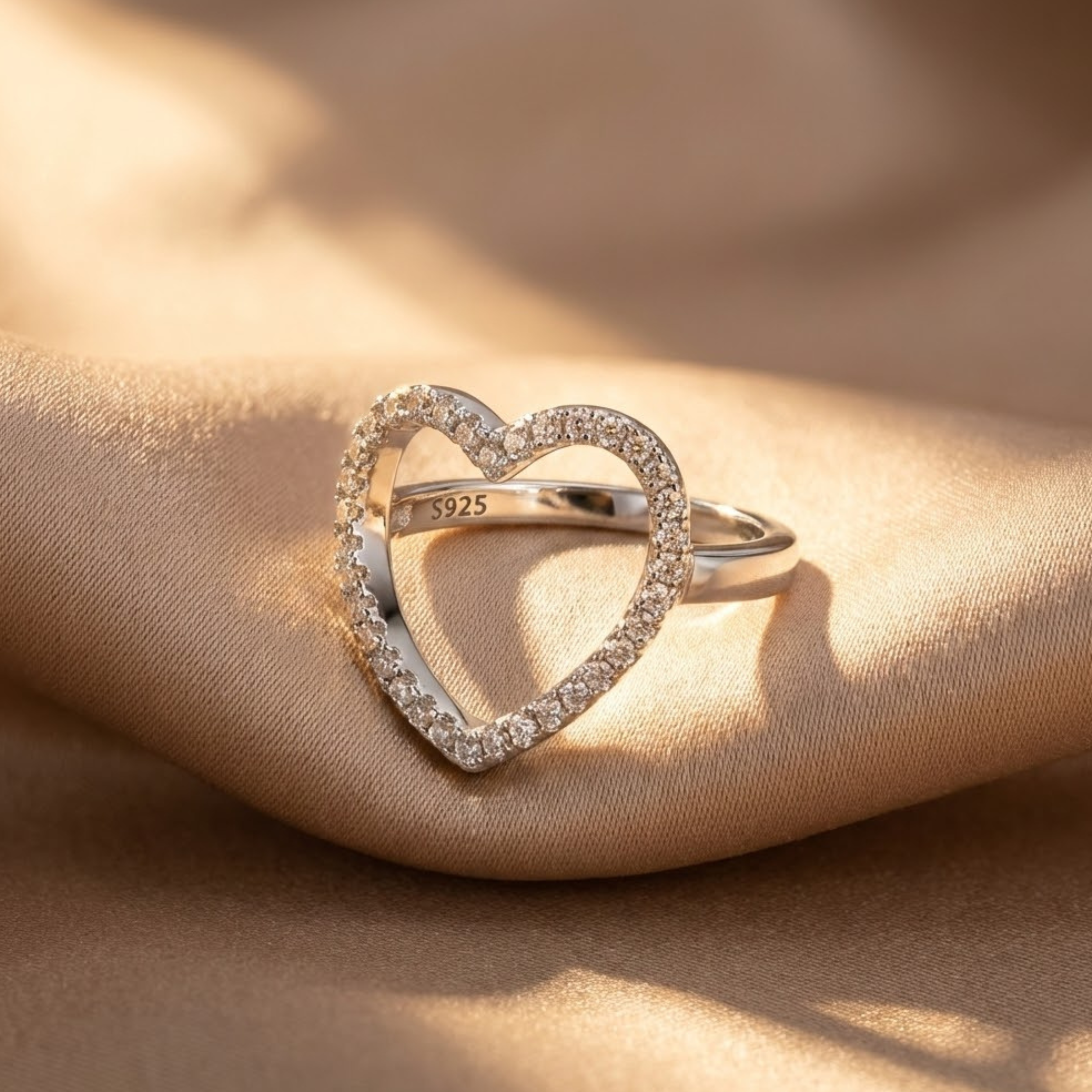 טבעת לב -  925