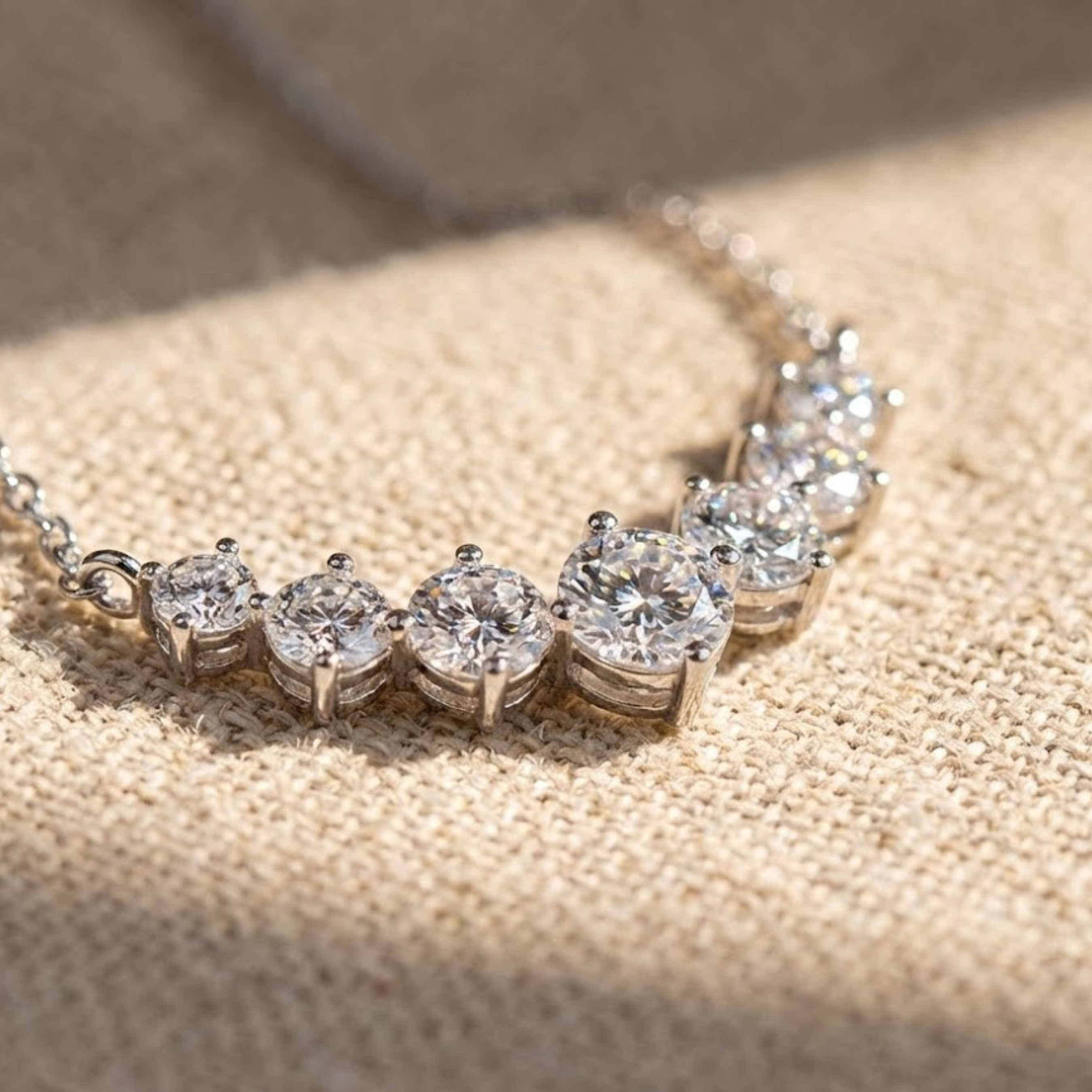 שרשרת מויסנייט חתונה S925 מצופה זהב לבן