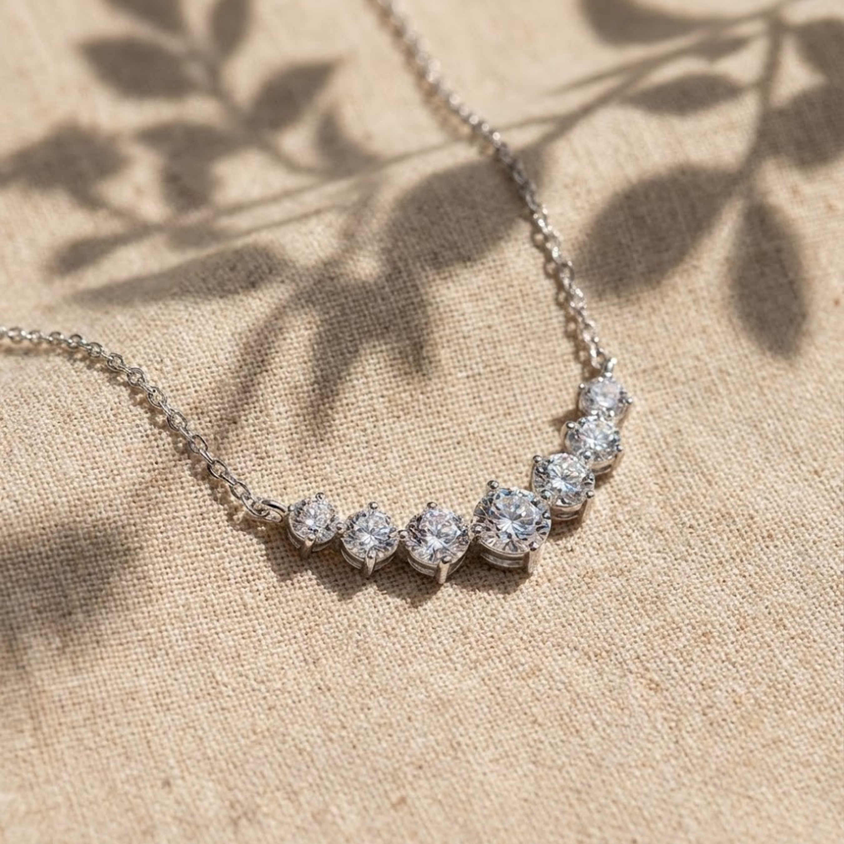 שרשרת מויסנייט חתונה S925 מצופה זהב לבן