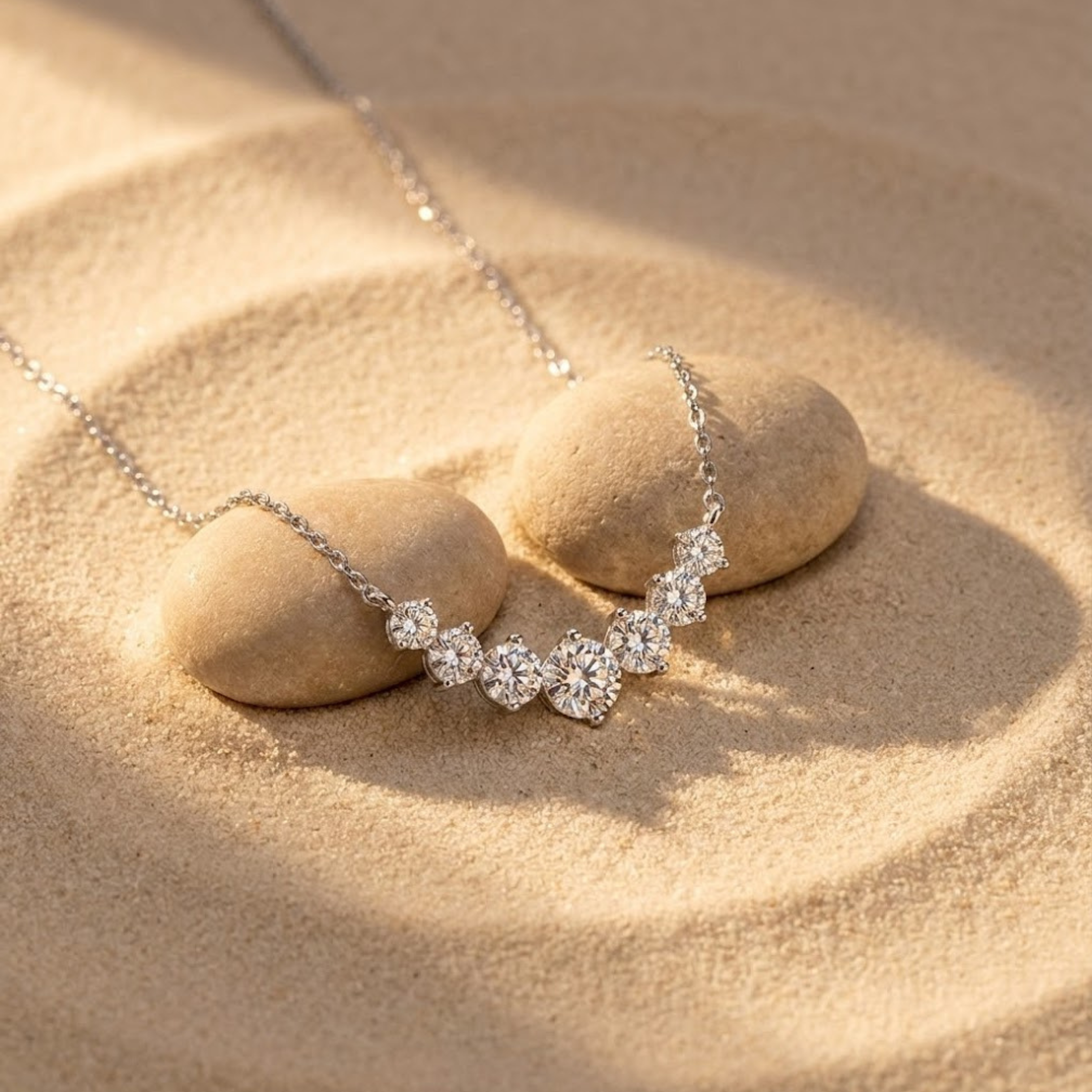 שרשרת מויסנייט חתונה S925 מצופה זהב לבן